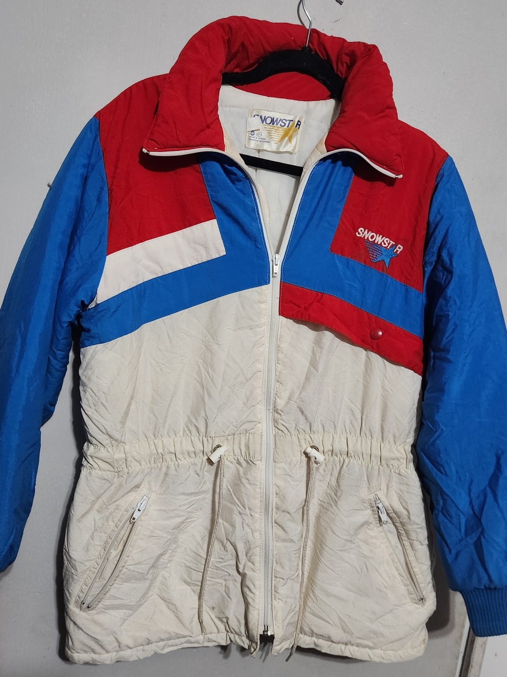 Vintage 80s Snowstar Colorblock Ski Jacket Made In Canada Red Blue White M